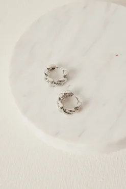 Humble + Heart Chain Hoop EOL Rhodium Earrings