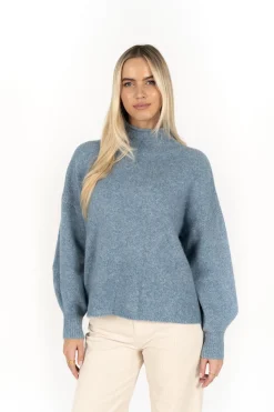 Humidity Lifestyle Chantae Blue High Neck Knit Jumper
