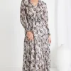Ivy + Jack Charlie Lilac Garden LS V Neck Tiered Maxi Dress
