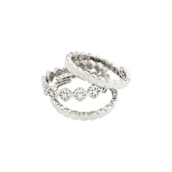 Pilgrim Cherished Three Stacked Fine Silver EOL Adjustable Rings