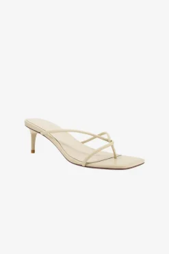 Solsana Chrissy Parchment Thin Strap Mule Heel