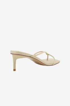 Solsana Chrissy Parchment Thin Strap Mule Heel