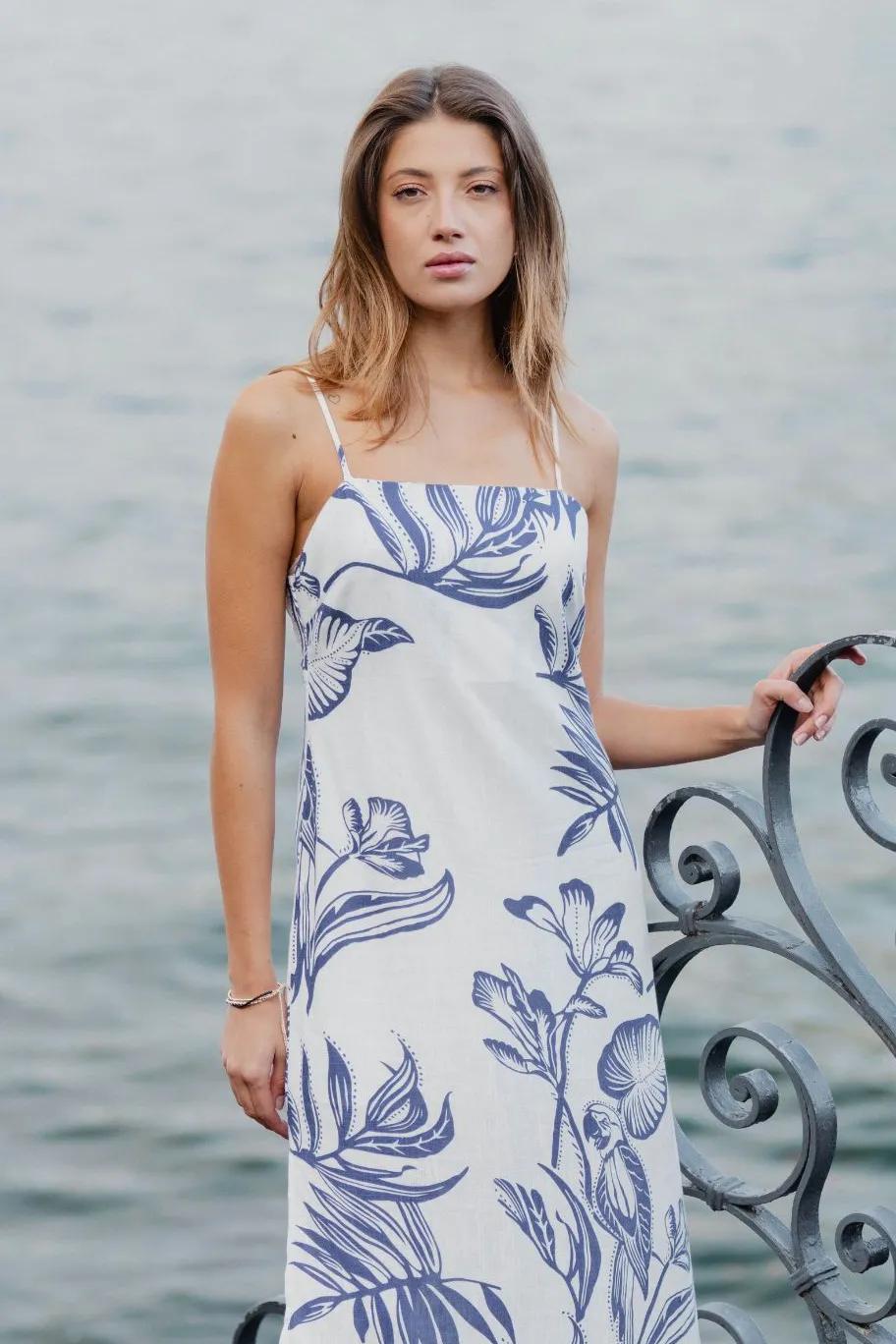 Stories be Told Citizen Navy Silhouette Strappy Maxi Dress