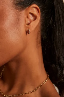 Humble + Heart Classic Diamante Gold Huggie Earrings