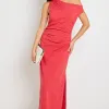 Stories be Told Classified Cherry Off Shoulder Tuck Maxi Dress