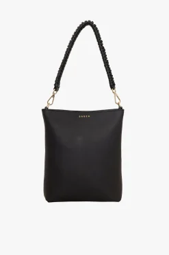 Saben Claudette Black Knotted Handle Leather Shoulder Bag