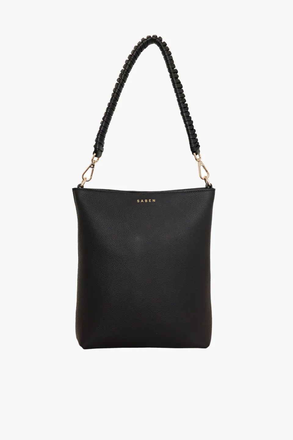 Saben Claudette Black Knotted Handle Leather Shoulder Bag