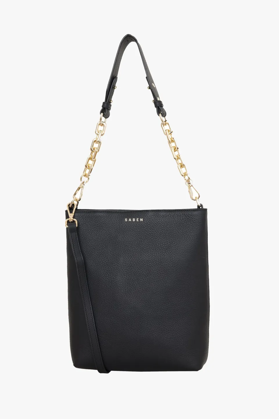 Saben Claudette Crossbody Black + Gold Chunky Chain Handle