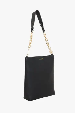 Saben Claudette Crossbody Black + Gold Chunky Chain Handle