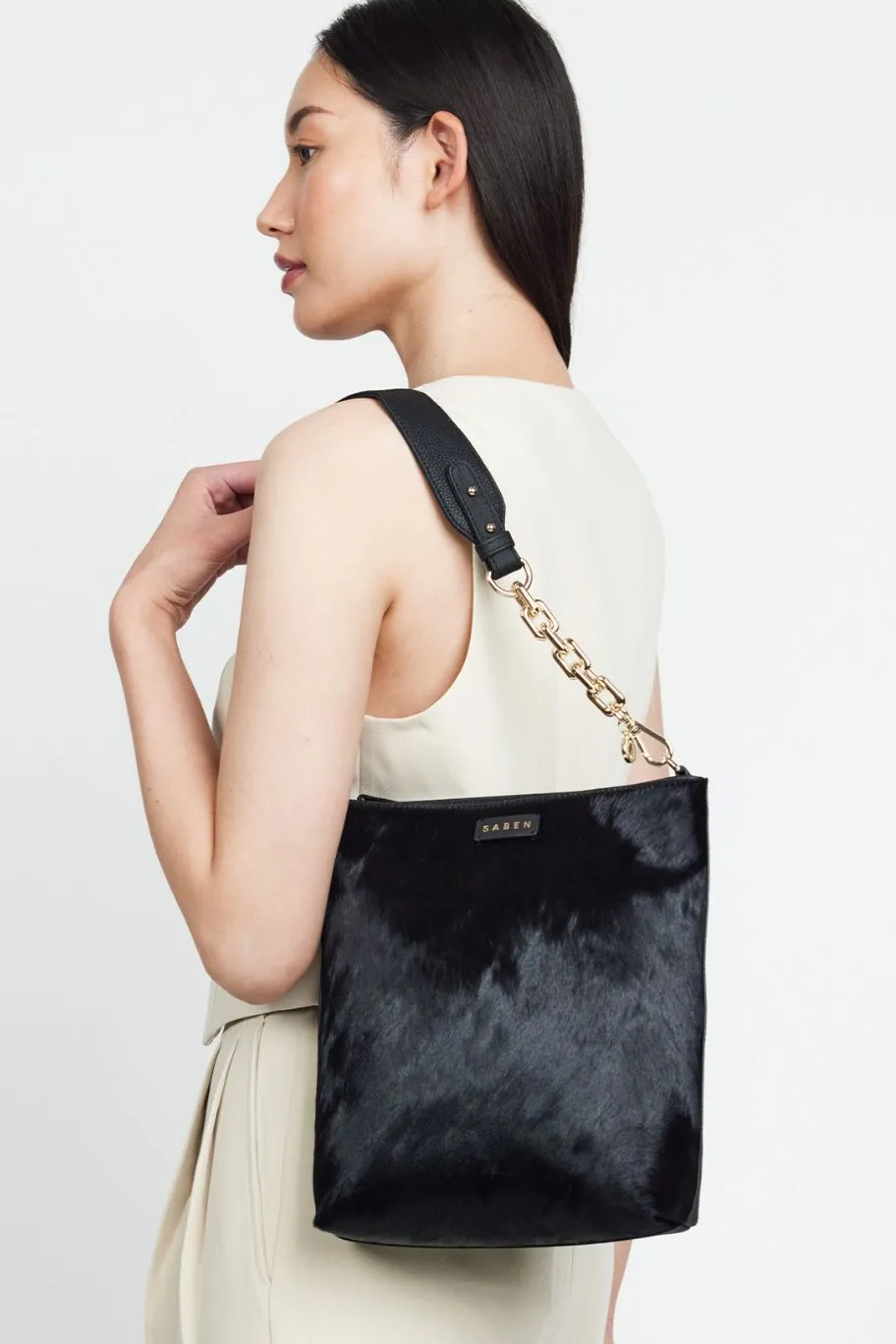 Saben Claudette Crossbody Black Haircalf Crossbody Bag