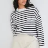 Among the Brave Clear Breton White Black Stripe Crew Neck Jumper