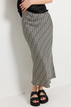 Among the Brave Cleo Geometric Satin Bias Cut Midi Skirt