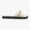 Solsana Cleo Off White Leather Slide with Gold Charms