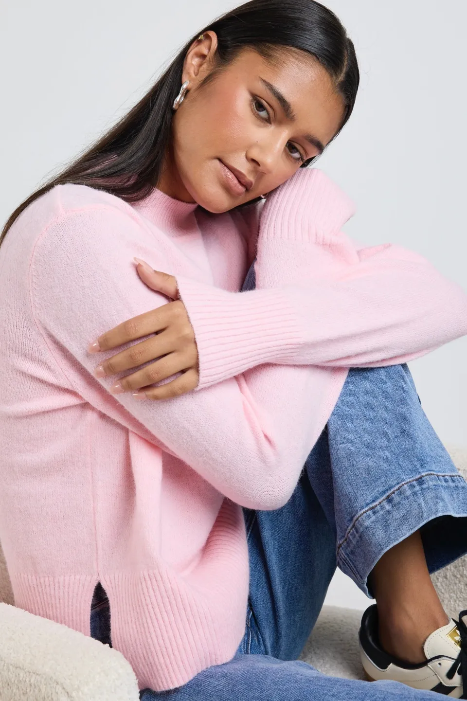 Ivy + Jack Cloud Blush Funnel Neck Knit Jumper
