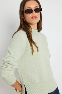 Ivy + Jack Cloud Sage Funnel Neck Knit Jumper