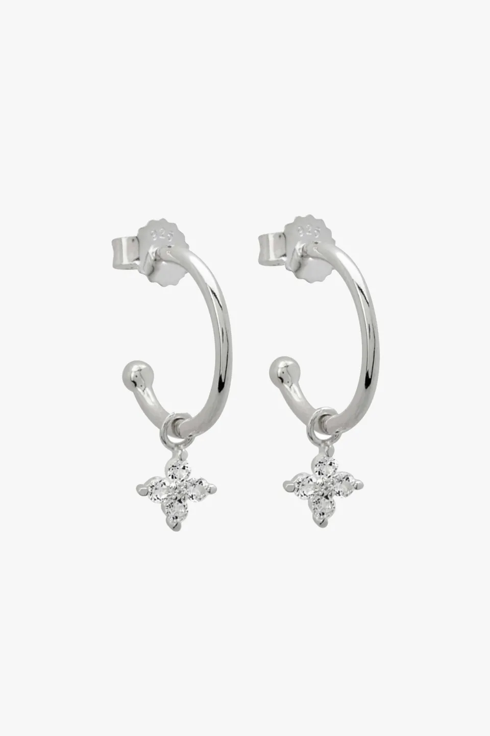 Murkani Clover Diamante Sterling Silver Hoop EOL Earrings