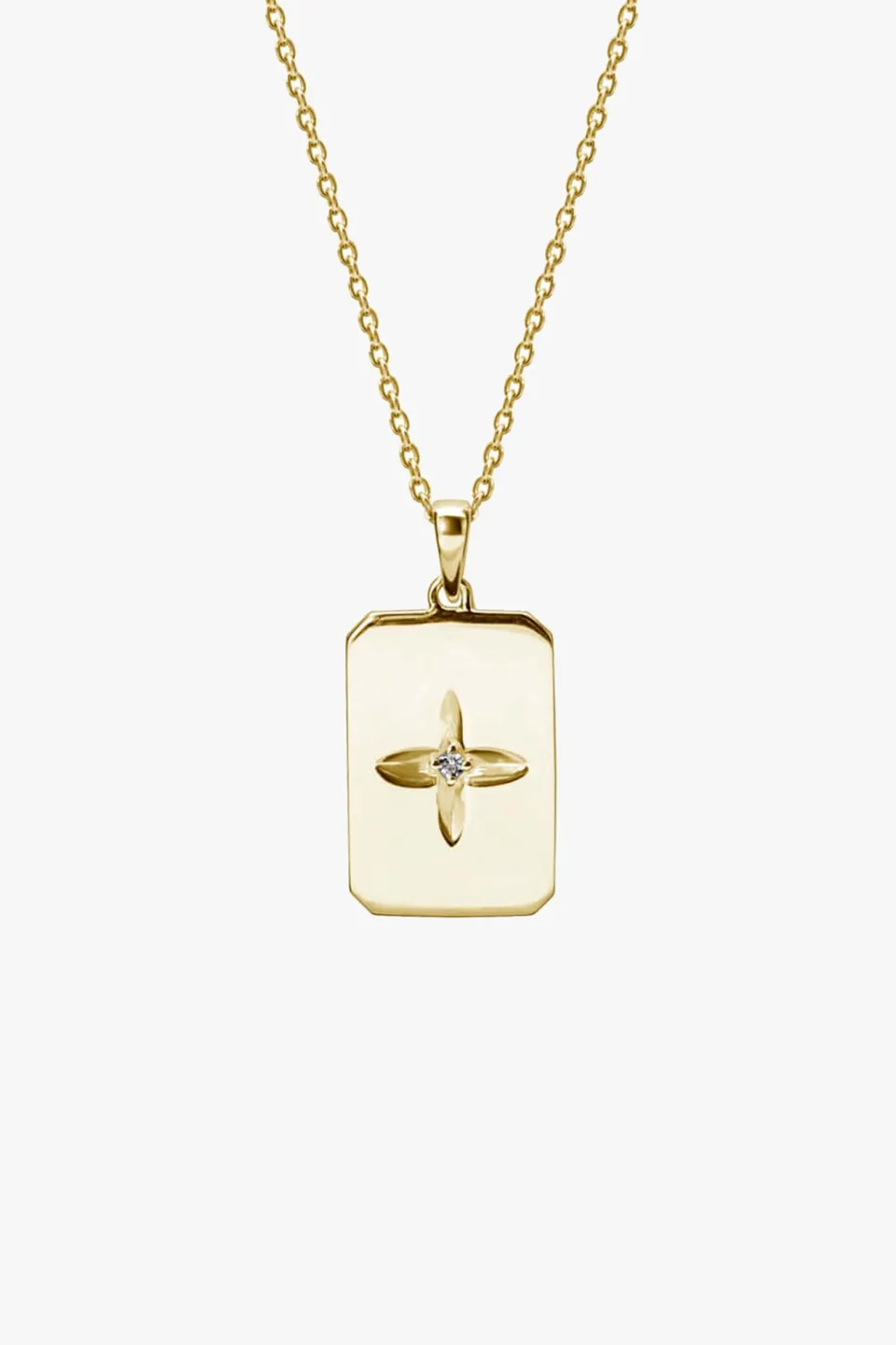 Murkani Clover Hanging 18k Gold Plated Rectangle EOL Necklace