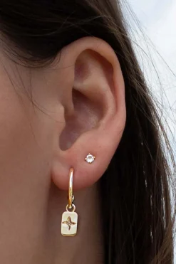 Murkani Clover Rectangle 18k Gold Plated EOL Earrings