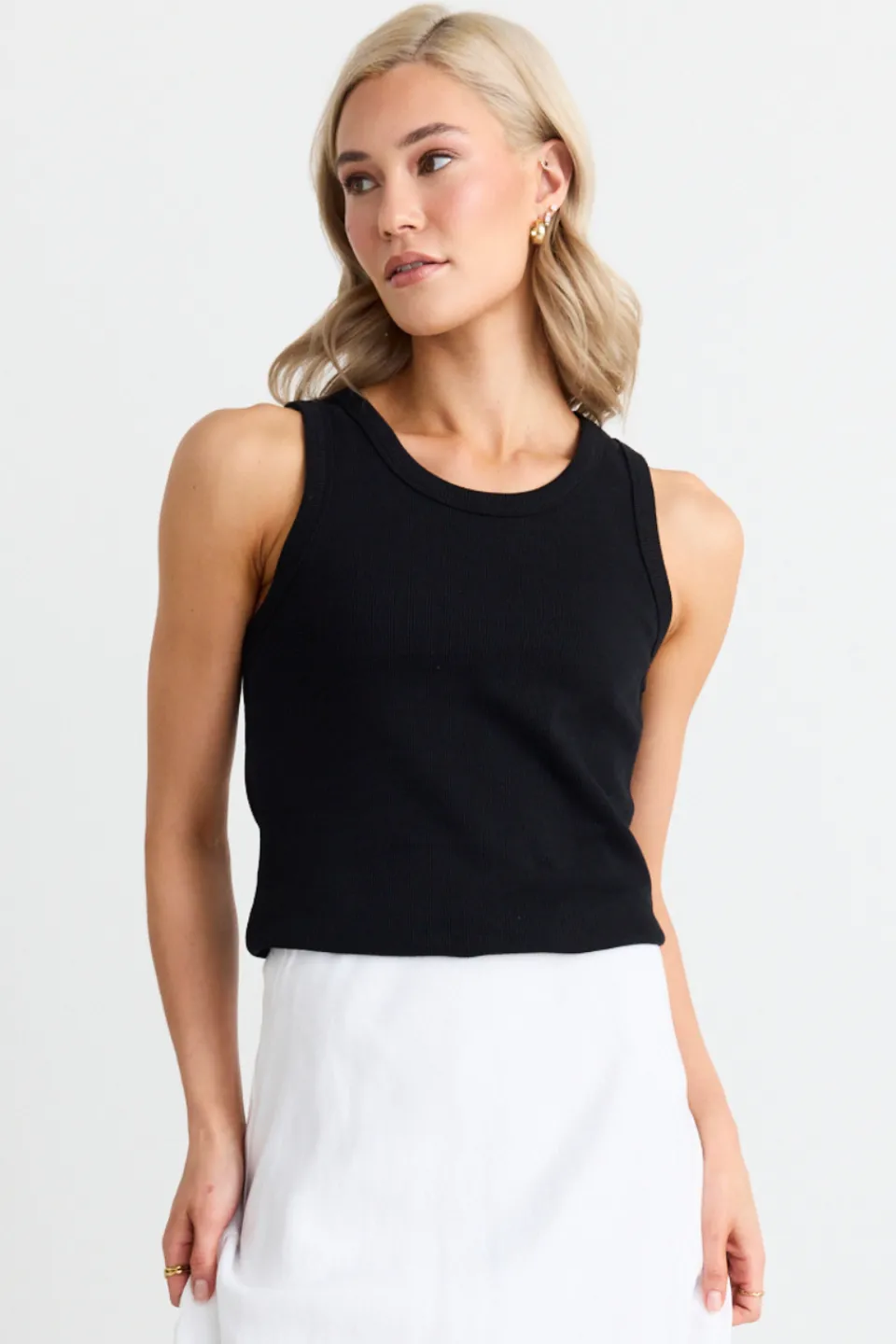 RE:UNION Label Cobble Black Rib Cutaway Tank