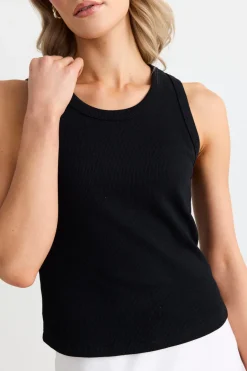 RE:UNION Label Cobble Black Rib Cutaway Tank