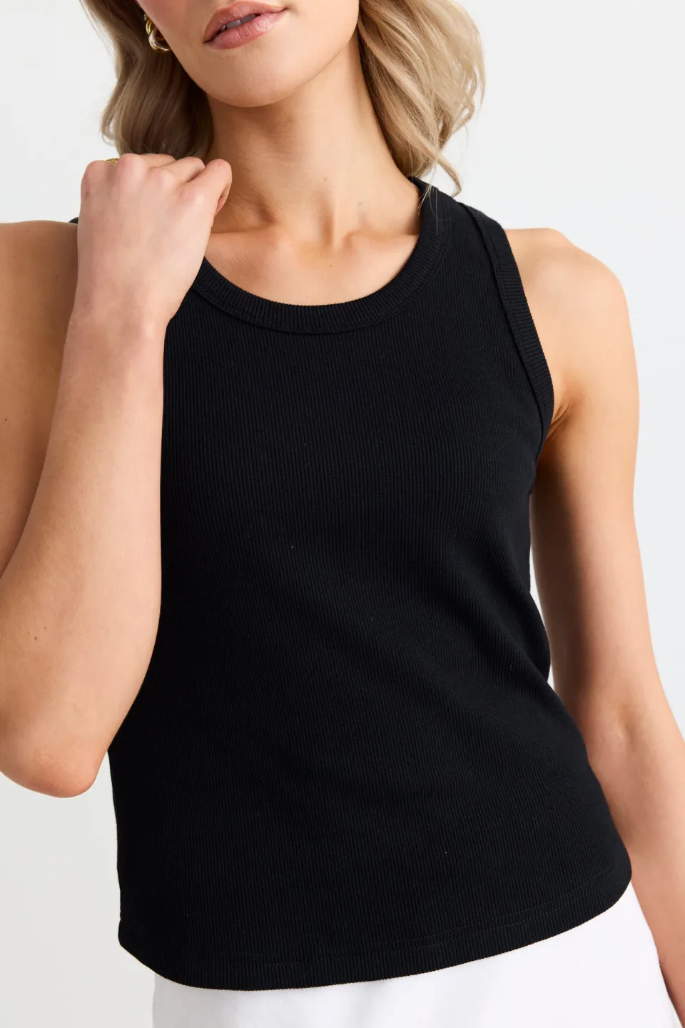 RE:UNION Label Cobble Black Rib Cutaway Tank