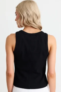 RE:UNION Label Cobble Black Rib Cutaway Tank