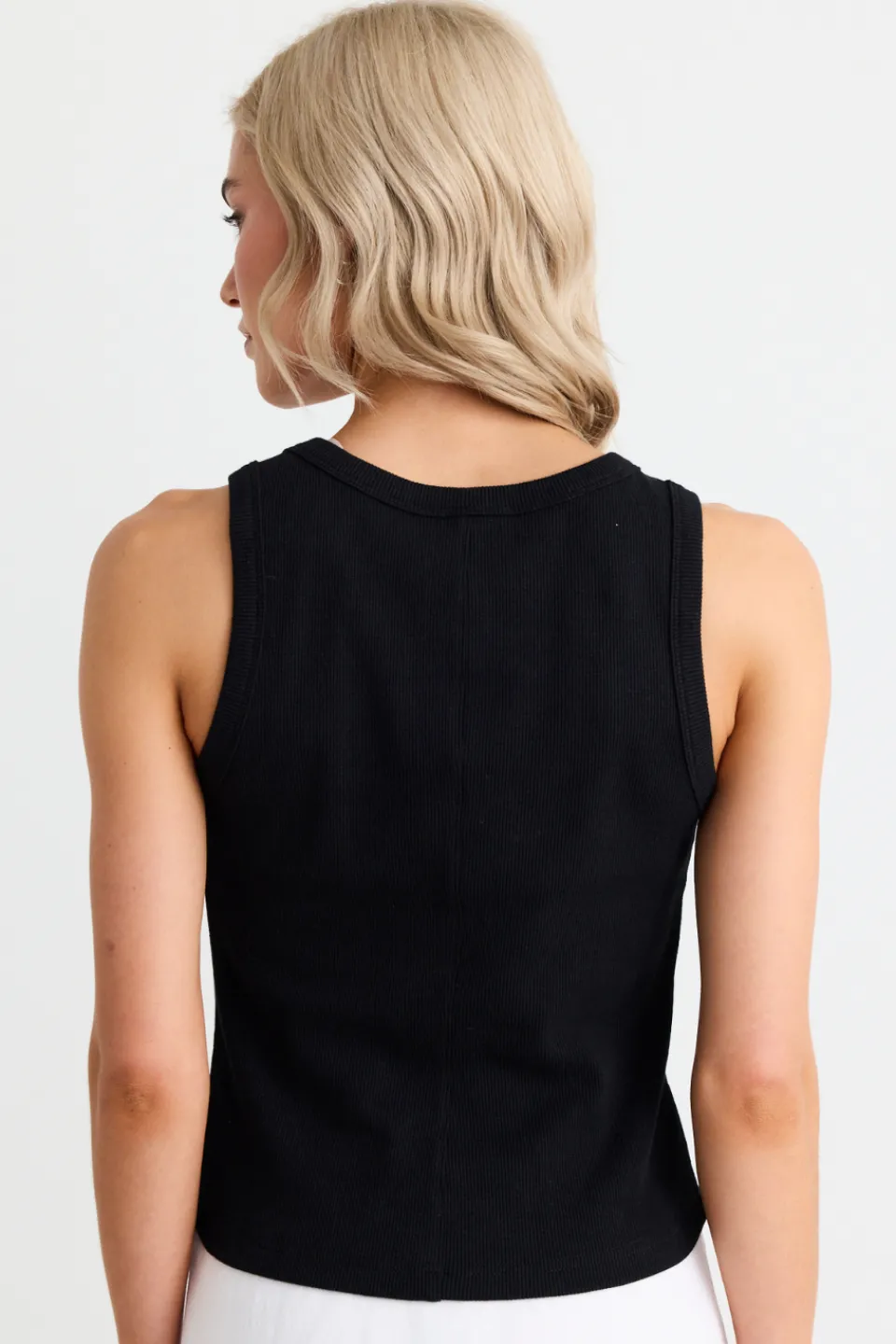 RE:UNION Label Cobble Black Rib Cutaway Tank