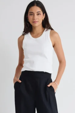 RE:UNION Label Cobble Ivory Rib Cutaway Tank