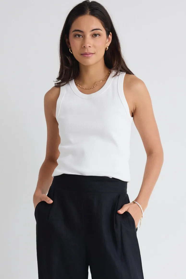RE:UNION Label Cobble Ivory Rib Cutaway Tank