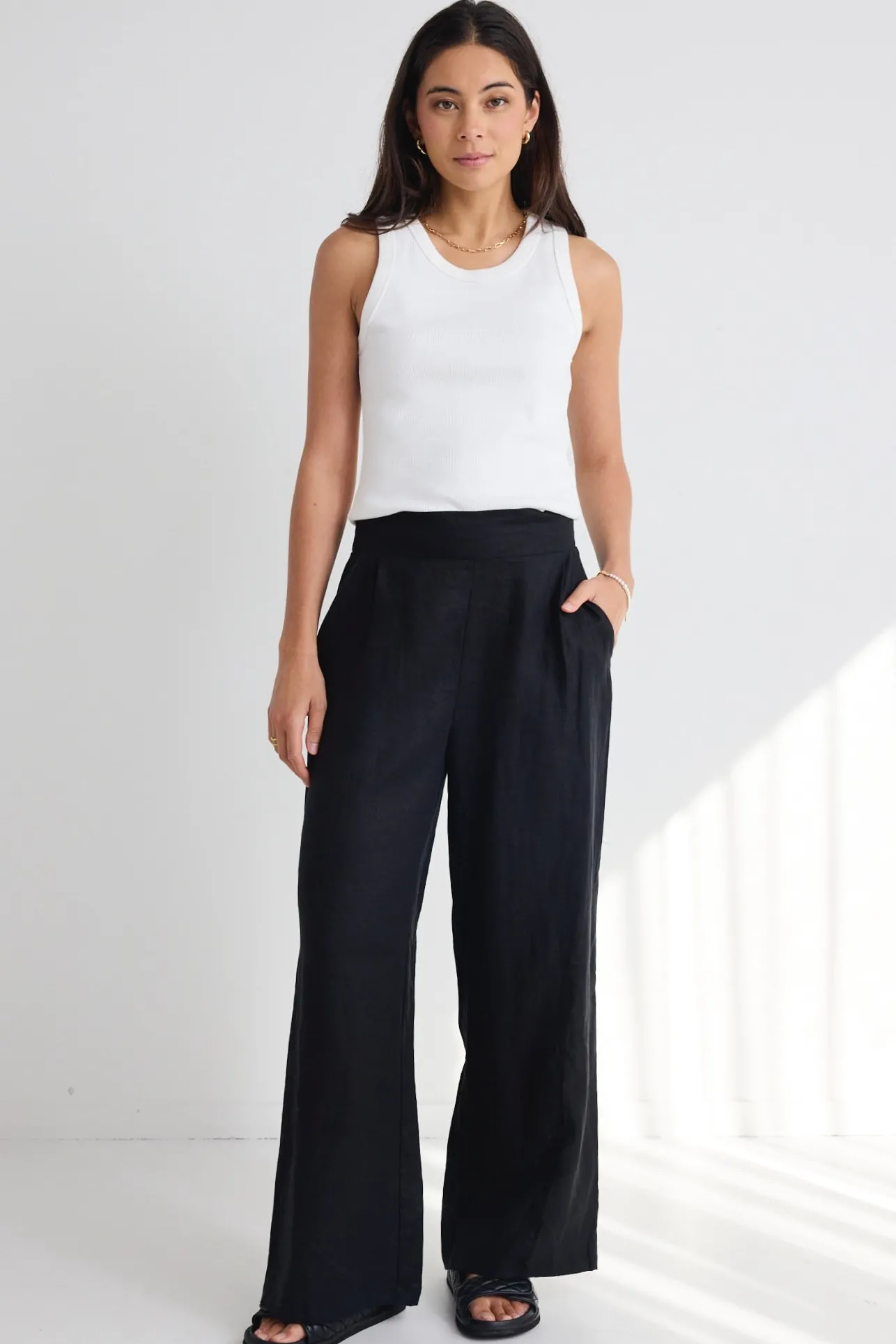 RE:UNION Label Cobble Ivory Rib Cutaway Tank