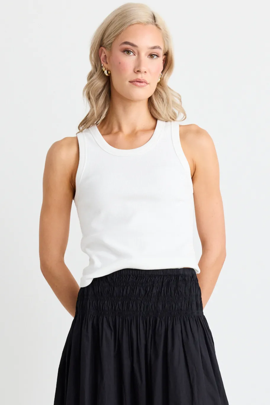 RE:UNION Label Cobble Ivory Rib Cutaway Tank