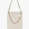 Saben Coco Alabaster Leather Bucket Bag with Gold Chain Detail