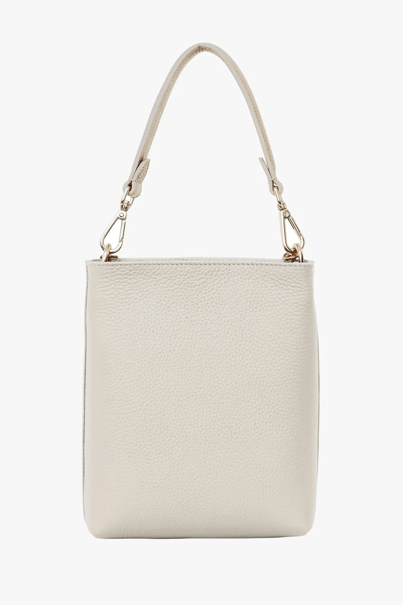 Saben Coco Alabaster Leather Bucket Bag with Gold Chain Detail