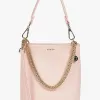 Saben Coco Blush Leather Bucket Bag with Gold Chain