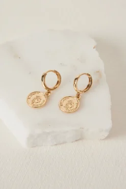 Humble + Heart Coin EOL Huggie Gold Earrings