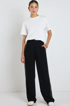 Among the Brave Collective Black Piped Trim Pants