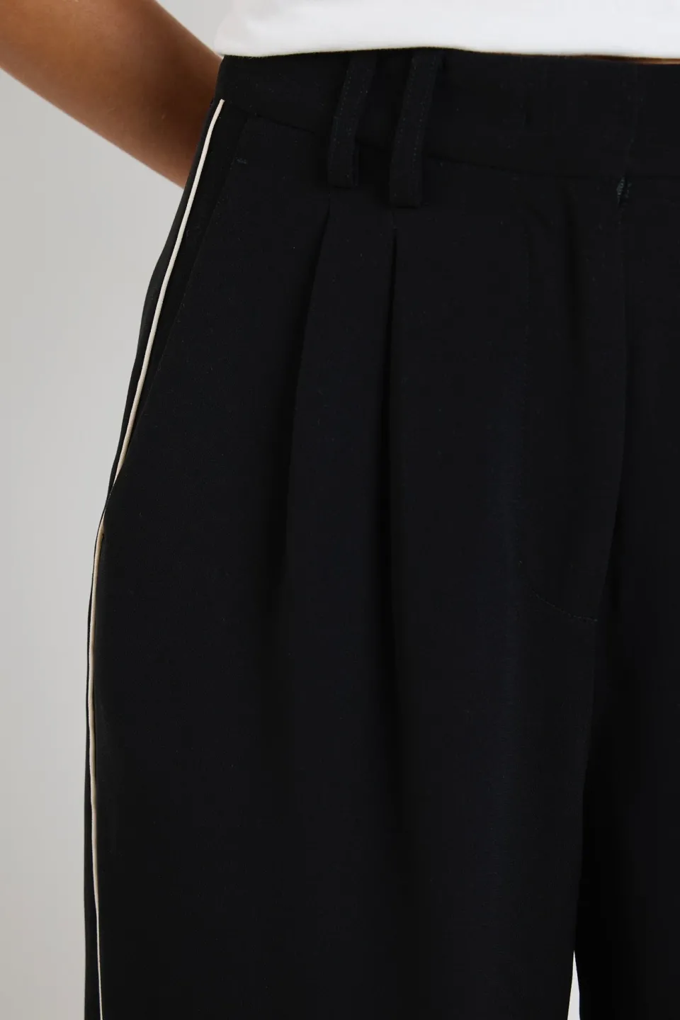Among the Brave Collective Black Piped Trim Pants