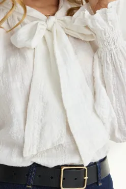 Ivy + Jack Compassion Ivory Texture Tie Front Blouse
