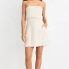 Love Lulu Conceptual Natural Linen Blend Strapless Top