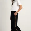 Among the Brave Confidant Black Side Stripe Crepe Wide Pants