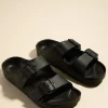 Love Lulu Cool Black Double Buckle Slides