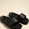 Love Lulu Cool Black Single Buckle Slides