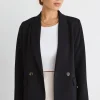 Ivy + Jack Cooper Black Crepe Boyfriend Semi Fitted Blazer