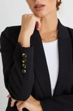 Ivy + Jack Cooper Black Crepe Boyfriend Semi Fitted Blazer