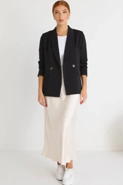 Ivy + Jack Cooper Black Crepe Boyfriend Semi Fitted Blazer