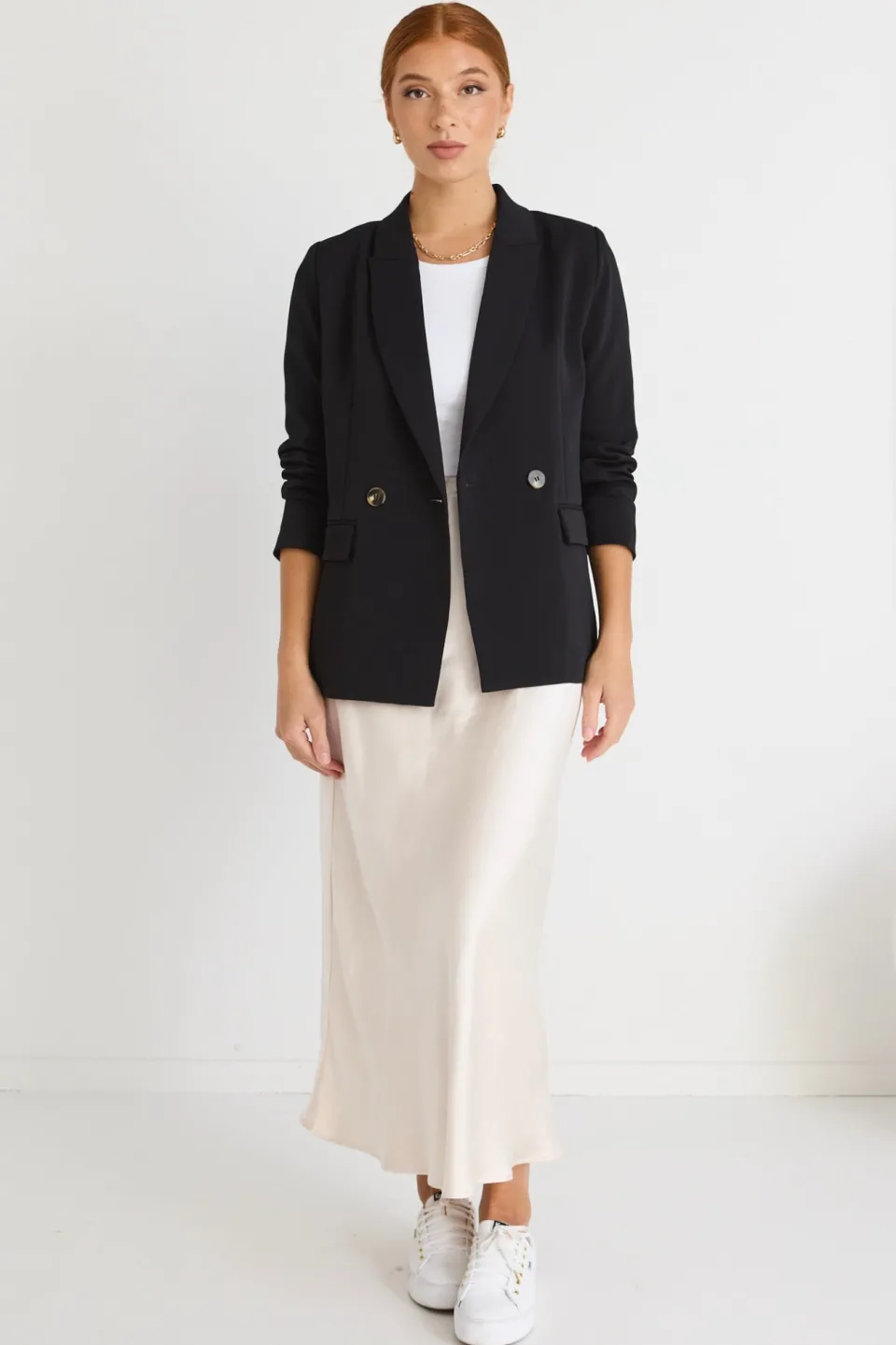 Ivy + Jack Cooper Black Crepe Boyfriend Semi Fitted Blazer