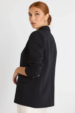 Ivy + Jack Cooper Black Crepe Boyfriend Semi Fitted Blazer