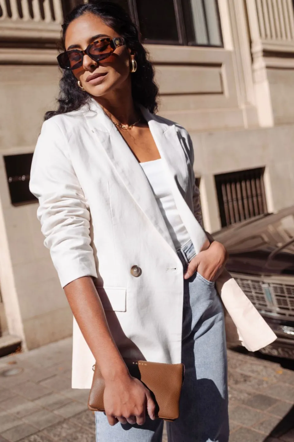 Ivy + Jack Cooper Ecru Linen Boyfriend Semi Fitted Blazer