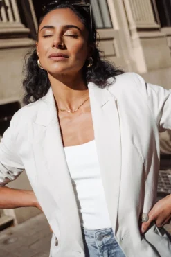 Ivy + Jack Cooper Ecru Linen Boyfriend Semi Fitted Blazer