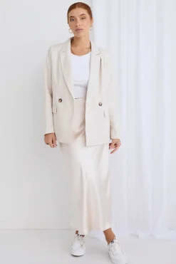 Ivy + Jack Cooper Ecru Linen Boyfriend Semi Fitted Blazer